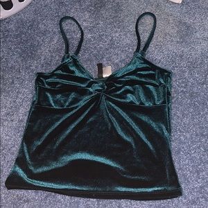 green velvet tied tank top